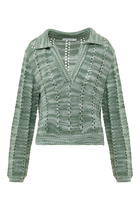 Berenice Rib Knit Polo Pullover